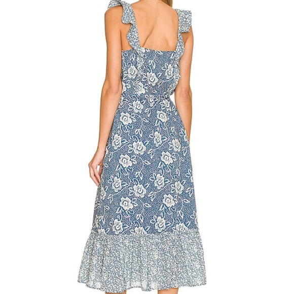 PAIGE brand midi dress with flutter sleeve tie waist & slit - Picture 2 of 9